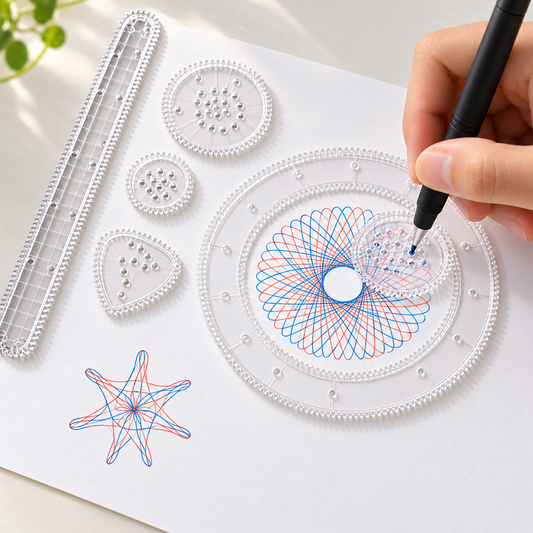 Spiroza 22-Piece Spirograph Ruler Set – Mathematical Roulette Drawing Tool